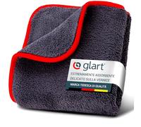 Glart 44TP Panno per Cura della Vernice, Grigio Scuro/Rosso | morbido, con bordi cuciti, per vernice, vetro e plastica, per lucidare, asciugare e pulire, per auto e casa