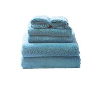 Glart 49M4B - Set di 6 asciugamani assorbenti in microfibra di qualità premium. Asciugate la pelle e i capelli semplicemente tamponandoli. Colore blu