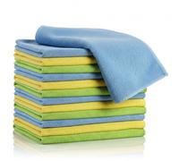 Glart - Panni in microfibra per la pulizia dell'auto, senza pelucchi, morbidi, assorbenti, delicati sulla verniciatura, 40 x 40 cm - Blu, verdi e gialli, confezione da 15