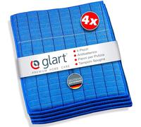 Glart Pack of 4 antibacterial dishcloths, sponge pads, microfibre cloths, 17 x 23 cm, blue for kitchen, washing up, bathroom, toilet, instead of cotton or simple cleaning cloths