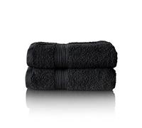 Glart Premium Set of Terry Hand Towels, Range of Terry Towels in 6 Colours and 5 Sizes, Colour: Black, 2X Hand Towels 50 X 100 cm