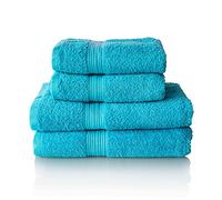 Glart Premium Set of Terry Hand Towels, Range of Terry Towels in 6 Colours and 5 Sizes, Colour: Turquoise, 2X Bath Towels 70 X 140 cm and 2X Hand Towels 50 X 100 cm