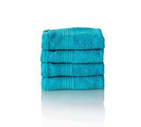 Glart - Set di asciugamani premium in spugna,composto da 4 asciugamani per gli ospiti da 30x50 cm, turchese