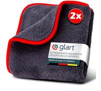 Glart Set di panni in microfibra 42TP - 2 panni 40x40 cm - senza pelucchi e senza strisce - panno per pulire superfici lucide, vetro, specchi, vernici, cucina, cura mobili, superfici delicate.