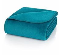 Glart U2P coperta morbida petrolio, coperta in misto cotone-acrilico | per divano, sofà e letto, tinta unita petrolio, misto cotone-acrilico, come coperta morbida o coperta da casa