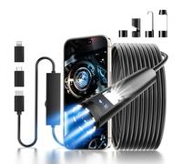GlasFlength 5m Endoscopio per Smartphone, 1920 HD Telecamera Endoscopica con 8+1 LED Semirigido Telecamera Ispezione Tubi IP67 Impermeabile Sonda con Telecamera per Ispezione Tubi per Android IOS