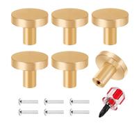 GlasFlength 6 Pezzi Pomelli per Cassetti, Pomelli per Mobili Oro Maniglie per Mobili Vintage Manopole Rotonde per Armadietti con Viti e Cacciavite per Armadio Cameretta Cassetti Cucina (25 * 20mm)