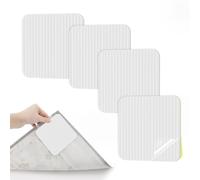 GlasFlength Antiscivolo per Tappeti,4 Pezzi Adesivi Antiscivolo da Tappeto Gripper Tappetino antiscivolo New Materials to Anti Curling Ferma Tappeto per Cucina Camera Da Letto Bagno (Bianco)