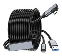 GlasFlength Cavo Link con porta di ricarica 5 m, compatibile con Oculus Meta Quest 3s, Quest 3 2 1 Quest Pro e Pico 4, PC Steam VR, High Speed 2.5 Gbs USB C cavo dati