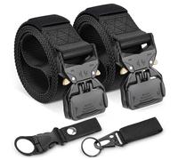 GlasFlength Cintura Tattica, 3,8cm Heavy Duty Nylon Cinturone Tattico Militare 2 PCS Cintura Uomo Lavoro con Fibbia in Metallo a Sgancio Rapido Cinturone Tattico con 2 Fibbia Molle Borsa (Nero, Verde)