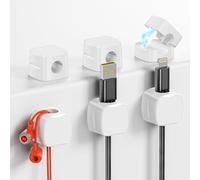 GlasFlength Clip per Cavi Magnetico 6 Pezzi, Fermacavi Scrivania Cable Management Autoadesivo Organizzatore di Cavi Adesivi per Comodino Cucina Fermacavo per USB Cavo Accessori (Bianco)