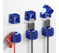 GlasFlength Clip per Cavi Magnetico 6 Pezzi, Fermacavi Scrivania Cable Management Autoadesivo Organizzatore di Cavi Adesivi per Comodino Cucina Fermacavo per USB Cavo Accessori (Blu Trasparente)