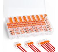 GlasFlength Morsetti Elettrici, 75 Pezzi Connettori Elettrici Rapidi 2 3 5 Porte Morsetti Elettrici Rapidi con Leva 4 mm²Connettori per Cavi Elettrici PC Ritardante di Fiamma (Arancione)