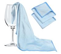 GlasFlength Panni in Microfibra 3 Pezzi, Panno Vetri Senza Aloni 40x60 cm Rettangolare, Stracci Microfibra Senza Pelucchi per Bicchieri Vetro (Blu)