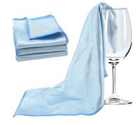 GlasFlength Panno per lucidatura in vetro, 3 pezzi in microfibra, 40 x 60 cm, senza aloni, per la lucidatura del vetro, senza pelucchi, per superfici lucide, colore blu