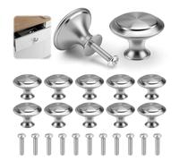 GlasFlength Pomelli per Mobili 12 Pezzi, Acciaio Inossidabile Pomello per Mobili per Cucina 30 mm Rotonda a Foro Singolo Maniglie con Viti Pomelli per Armadietti per Cassetti Armadio (Argento)