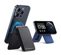 GlasFlength Portafoglio per Magsafe, 2 Pezzi Pelle Wallet con Supporto Porta Carte Portafoglio Magnetico Portafoglio Uomo e Donne Per iPhone serie 15/14/13/12 (Nero, Blu)