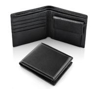 GlasFlength Portafoglio Uomo con Blocco RFID, PU Pelle Slim Portafogli con 1 Tasca Portamonete 6 Slot per Carte Credito 2 Scomparti Banconote Grande Capacità Verticale Wallet (Nero)
