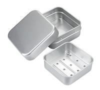 GlasFlength Portasapone in alluminio, portasapone con griglia staccabile, portasapone da viaggio, impermeabile, in alluminio, per portasapone, impermeabile, piccolo, in metallo, per la casa o in
