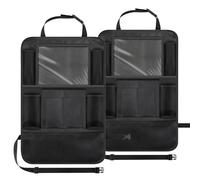 GlasFlength Protezione Sedile Auto Bambini, Proteggi Sedile Auto Bambini Posteriore con Trasparente Tasca per iPad Tablet 12" Impermeabile Copri Sed ile Aut o Bambin con 10 Tasche (2 Pezzi, Nero)