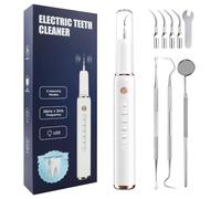 GlasFlength Ablatore Tartaro Ultrasuoni, Rimuovi Tartaro Denti con 5 Modalità di Pulizia e 4 Teste Intercambiabili Disinfezione UV Rimozione Tartaro Denti per Persone Cani e Gatti (Bianco)