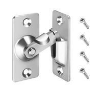 GlasFlength Serratura Porta a 90 Gradi in Acciaio Inossidabile, Serratura per Porta Scorrevole Chiusura per Serratura Angolo Retto con 4 Viti per Cucine Camera Letto Studio Bagni (Argento)