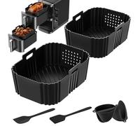 GlasFlength 2 confezioni di fodere in silicone per friggitrice ad aria adatte a Ninja e tutte le marche Tappetino in silicone traspirante per friggitrice ad aria da 4 litri - Kit di accessori