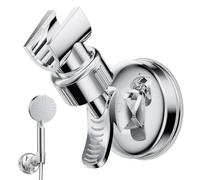 GlasFlength Supporto per soffione doccia a ventosa, supporto doccia senza foratura, supporto per doccia regolabile rimovibile, girevole a 360°, supporto per doccia e montaggio a parete