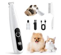 GlasFlength Tagliacapelli per Cani con Luce LED, Tosatrice per Cani Professionale Basso Rumore Trimmer Elettrico Senza Fili Tosatrice Cani per Zampe Occhi Orecchie Viso e Corpo (Bianco)