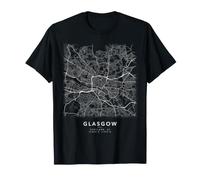 Glasgow Scozia Mappa della Città Minimalista Strade Maglietta