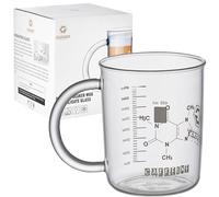 GLASKEY Bicchieri Caffè Vetro alla Caffeina,Tazza alla Caffeina Borosilicato da 500ml,Tazze da Caffè Fresche con Manico,Tazza per Chimica,Novità Chimica Scienza Regali per insegnanti per donne uomini