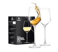 GLASKEY Set di 2 Bicchieri Calice Vino Rosso in Cristallo Soffiato a Bocca, 450 ml con Manico Lungo, Moderni, per Vini Rossi e Bianchi,Ideali per la casa, i ristoranti e le feste