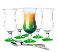 Glasmark A570032-0420-5183_20LD A570032-0420518320LD - Set di 6 bicchieri da cocktail max 480 ml Bottom Green + cucchiaino lungo, vetro e acciaio INOX