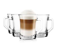 Glasmark KROSNO 1992 Bicchiere da caffè Bicchiere da caffè con manico Tazza in vetro da tè 200 ml Robusto lavabile in lavastoviglie Trasparente lucido