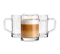 Glasmark KROSNO 1992 Set 4 Bicchieri per Caffè Cappuccino Latte Tè - Trasparenti con Manico e Fondo Spesso 270 ml