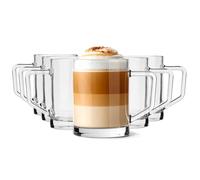 Glasmark KROSNO 1992 Set 6 Bicchieri per Caffè Cappuccino Latte Tè - Trasparenti con Manico e Fondo Spesso 270 ml