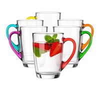 Glasmark KROSNO 1992 Set da 6 Tazze da Caffè con Manico Colorato Bicchieri da Caffè 300 ml Vetro Trasparente
