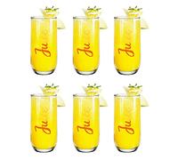 Glasmark KROSNO 1992 Set Di 6 Bicchieri Alti Per Succo Acqua Soda In Vetro Transparente Con Iscrizione Colorata Juice 400 ml