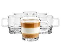 Glasmark KROSNO 1992 Set di 6 Bicchieri da Caffè 240 ml Trasparenti con Manico - Tazze in Vetro per Tè Bevande Calde e Dessert - Design Elegante - Resistenti in Lavastoviglie - Stella