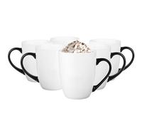 Glasmark KROSNO 1992 Set Di 6 Tazze Da Caffè In Ceramica 300 ml Bianco Con Manico Nero Per Cappuccino Tè Cioccolata Calda Lavabile In Lavastoviglie Bruno