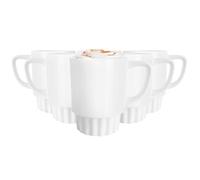Glasmark KROSNO 1992 Set di 6 Tazze da Caffè in Ceramica 500 ml - Mug Grandi con Manico - per Ufficio e Casa - Lavabili in Lavastoviglie - Zoya Bianco