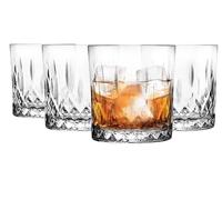 Glasmark KROSNO 1992 Set di Bicchieri da Whisky - 4 Pezzi 280 ml per Rum, Gin, Bourbon, Cocktail - Tagliati e Lavabili in Lavastoviglie