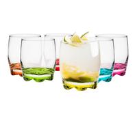 Glasmark KROSNO, set da 6 bicchieri con fondo colorato, bicchieri da long drink, bicchieri da acqua, bicchieri da succo, perfetti per casa, ristoranti e feste