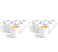 Glasmark Krosno - Set di 12 tazze da caffè in ceramica con manico, 300 ml, colore: Bianco