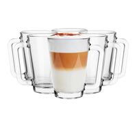 Glasmark Krosno - Set di 6 bicchieri, 250 ml, bicchieri in vetro con manico, orecchio colorato, bicchiere da bere, tazza, bicchiere in vetro con auricolare, lavabile in lavastoviglie