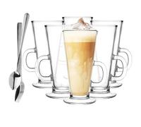 Glasmark Krosno Set di 6 bicchieri da 0,25 litri con cucchiaio, bicchieri da caffè, tè, caffè, tè, latte, macchiato, bicchieri per acqua, lavabili in lavastoviglie, piccoli bicchieri da 6 x 250 ml
