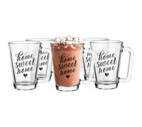 Glasmark Krosno - Set di 6 bicchieri da caffè, 0,25 litri, bicchieri da tè, caffè, tè, caffè, tè, bicchieri per acqua, succhi di frutta, lavabili in lavastoviglie, piccoli bicchieri Home Sweet Home, 6
