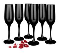 Glasmark Krosno - Set di 6 bicchieri da spumante, 0,2 litri, per champagne e prosecco, 6 x 200 ml, colore: Nero