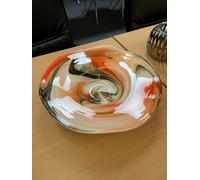 Glass Art Smoky - Ciotola decorativa in vetro, colore: arancione, nero, bianco, adatta per alimenti, Ø 41 cm