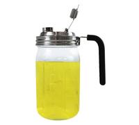 Glass Canning Jar, 32oz Leakproof Food Storage Container, Clear Lidded Glass Jar with Handle, Reusable Beverage, Airtight Preservation Bottle for Juice Milk Tea Coffee Yogurt Kitchen